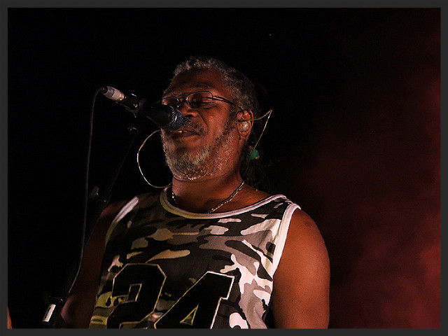 Horace Andy performing Hymn Of The Big Wheel with Massive Attack at the Coachella Festival in April 2006.