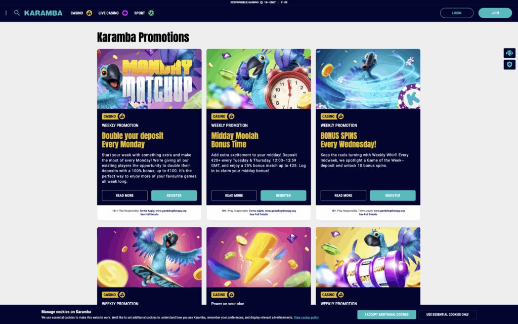 Karamba Casino Bonuses Banner