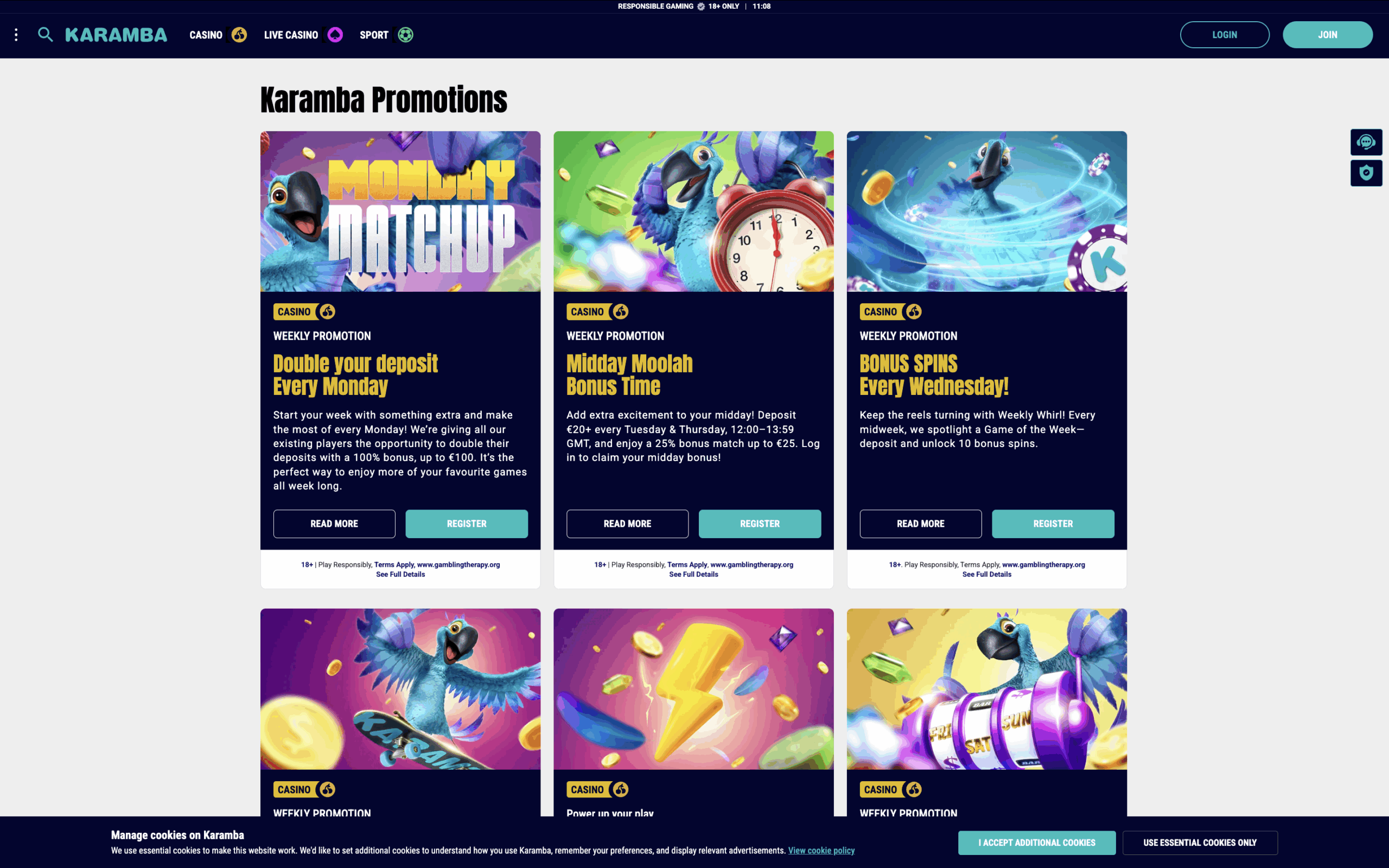 Karamba Casino Bonuses Banner