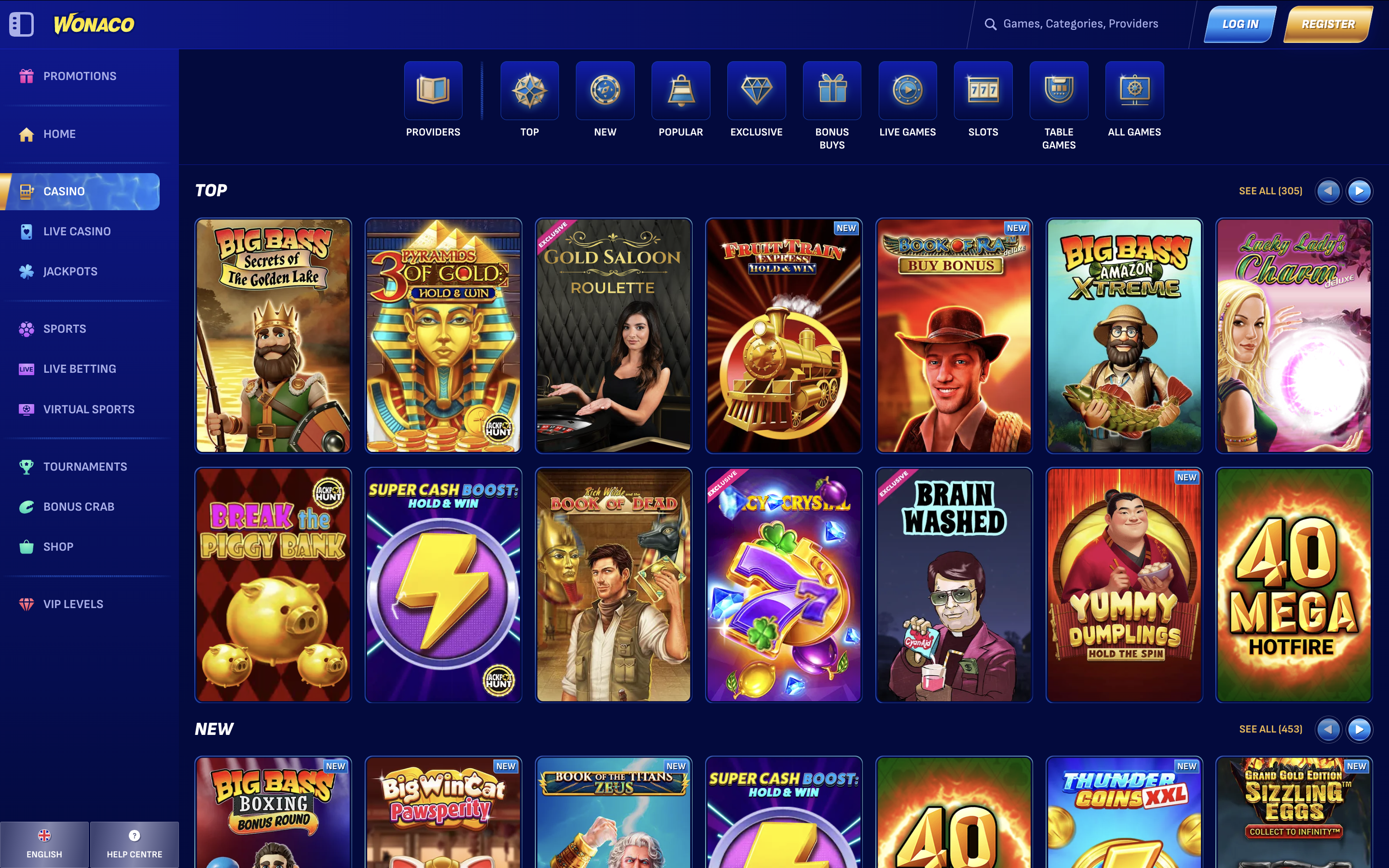Wonaco Casino Games Banner