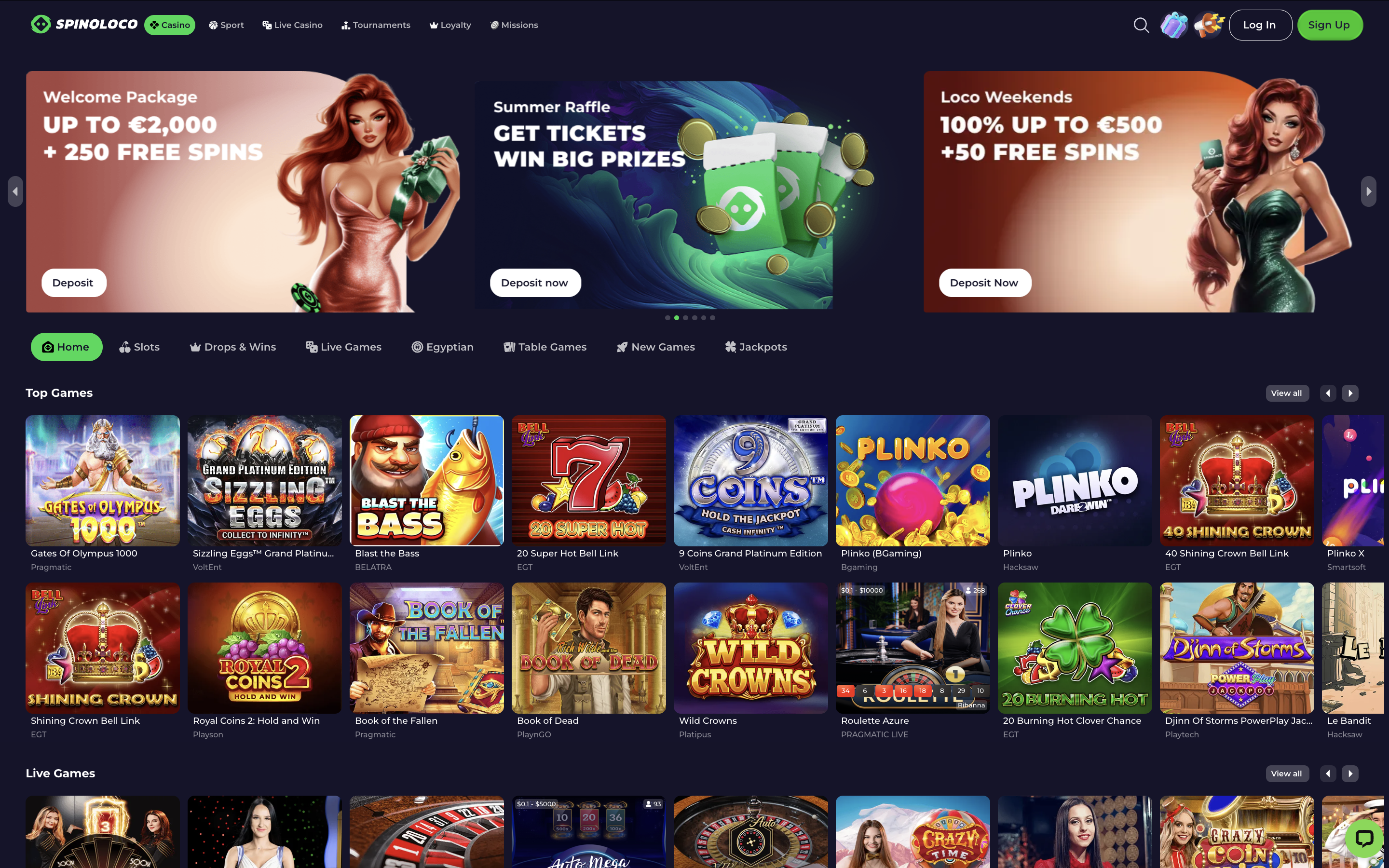Spinoloco Casino Interface and User Experience Banner