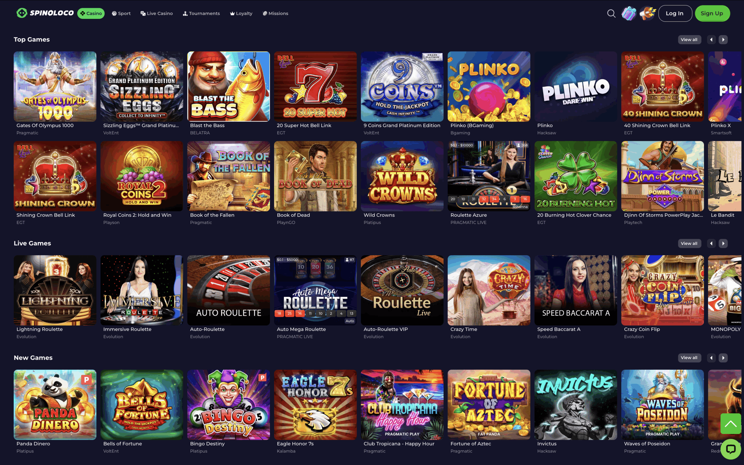 Spinoloco Casino Games Banner