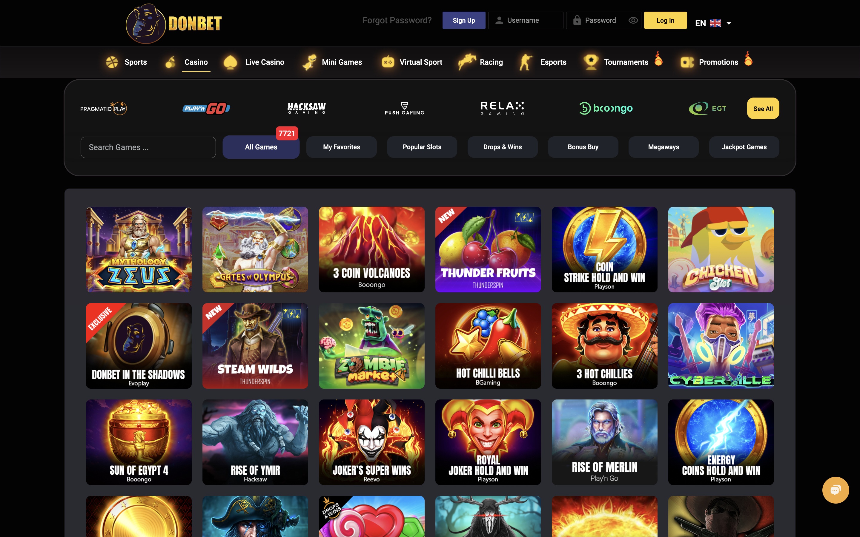 Donbet Casino Games Banner