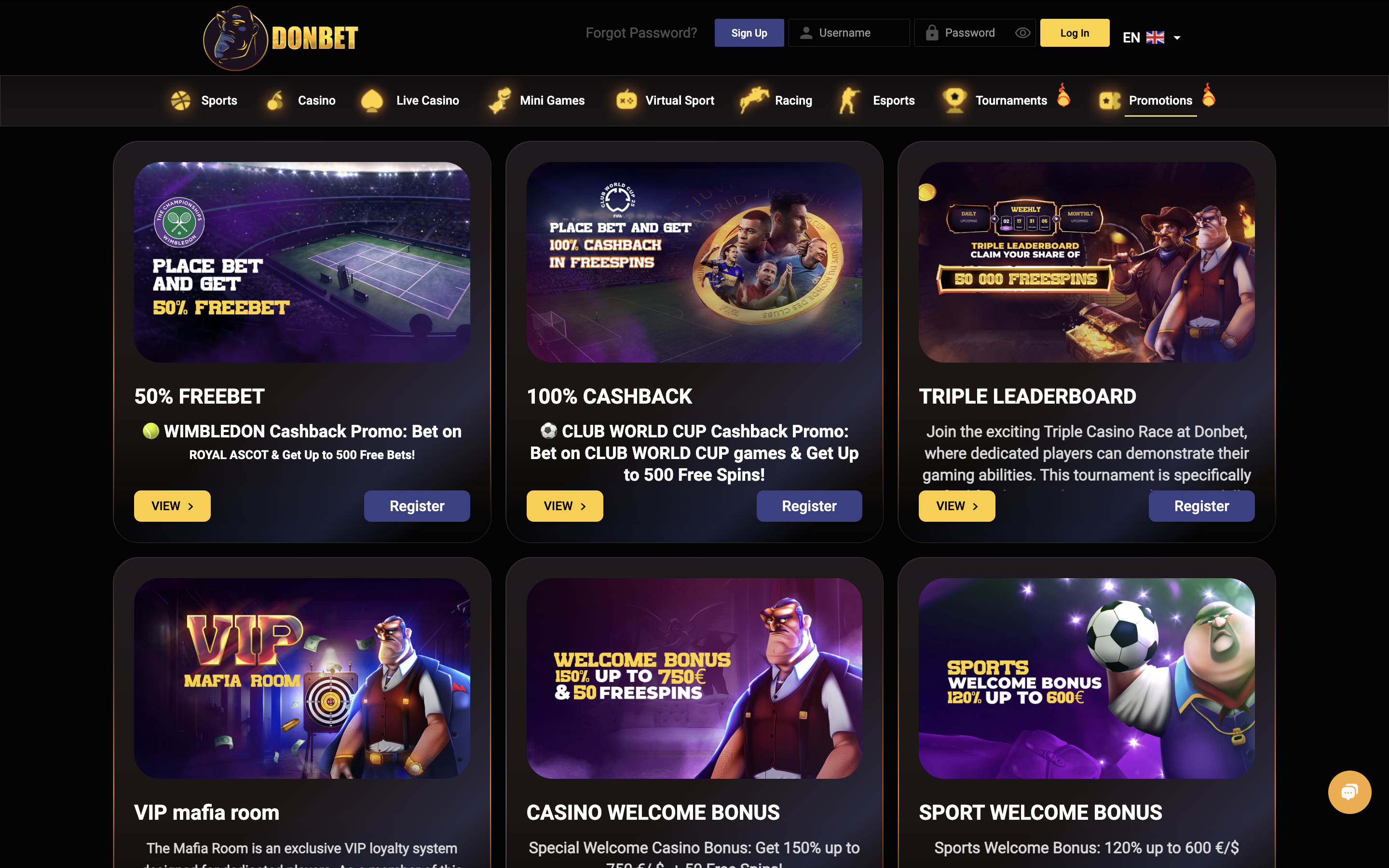 Donbet Casino Bonuses Banner
