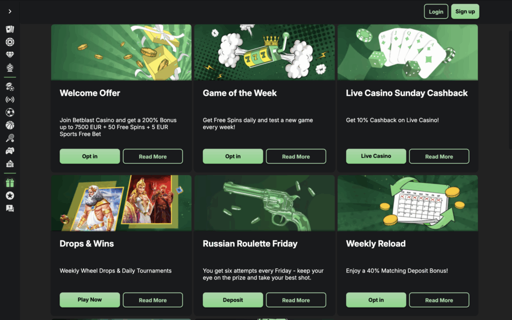 Betblast Casino Bonuses Banner
