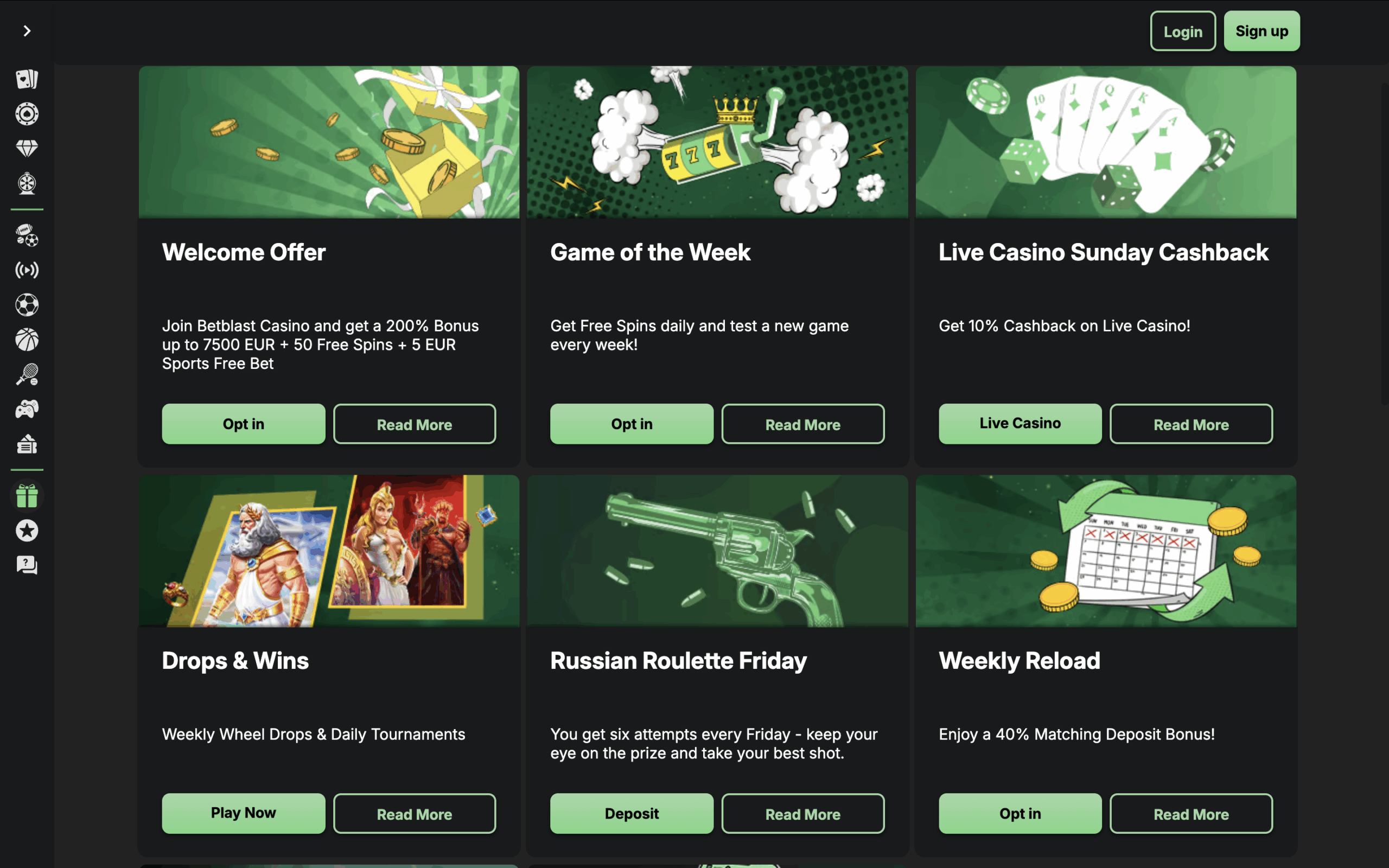 Betblast Casino Bonuses Banner