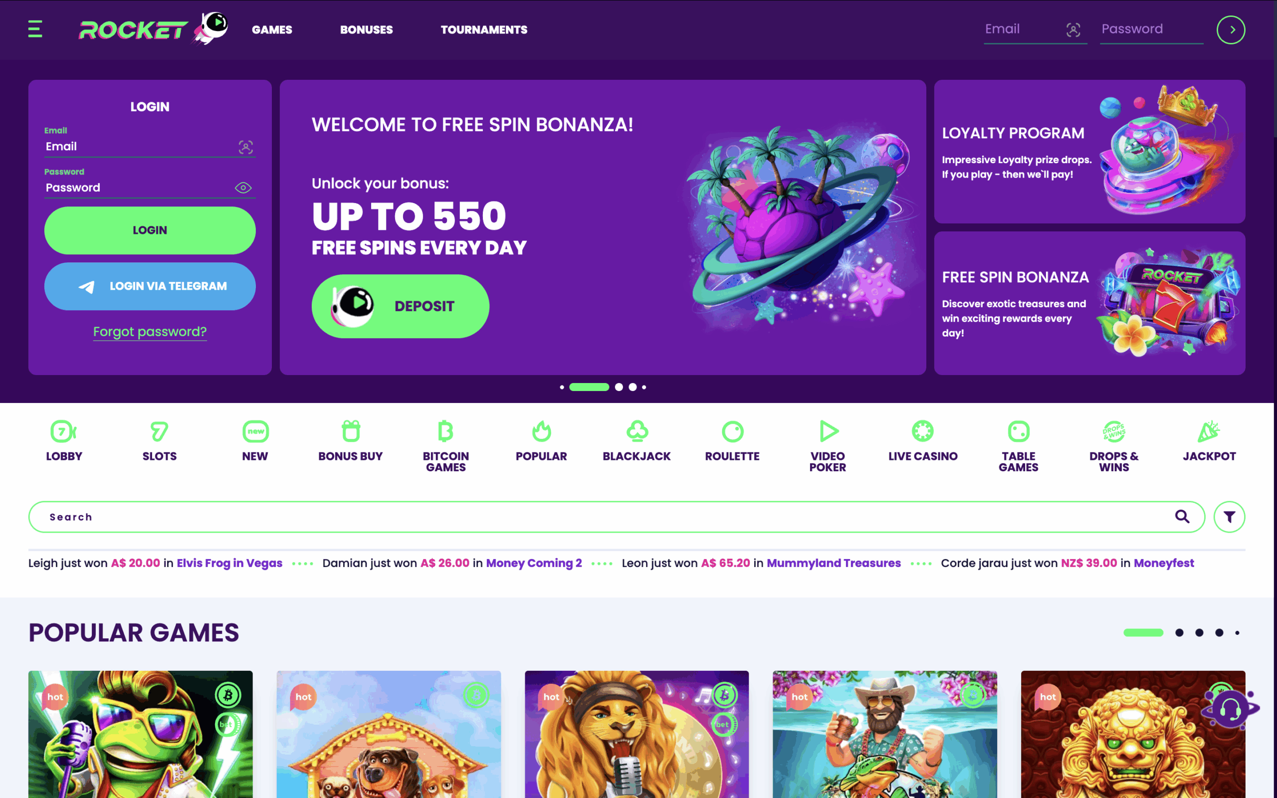Rocket Casino Banner