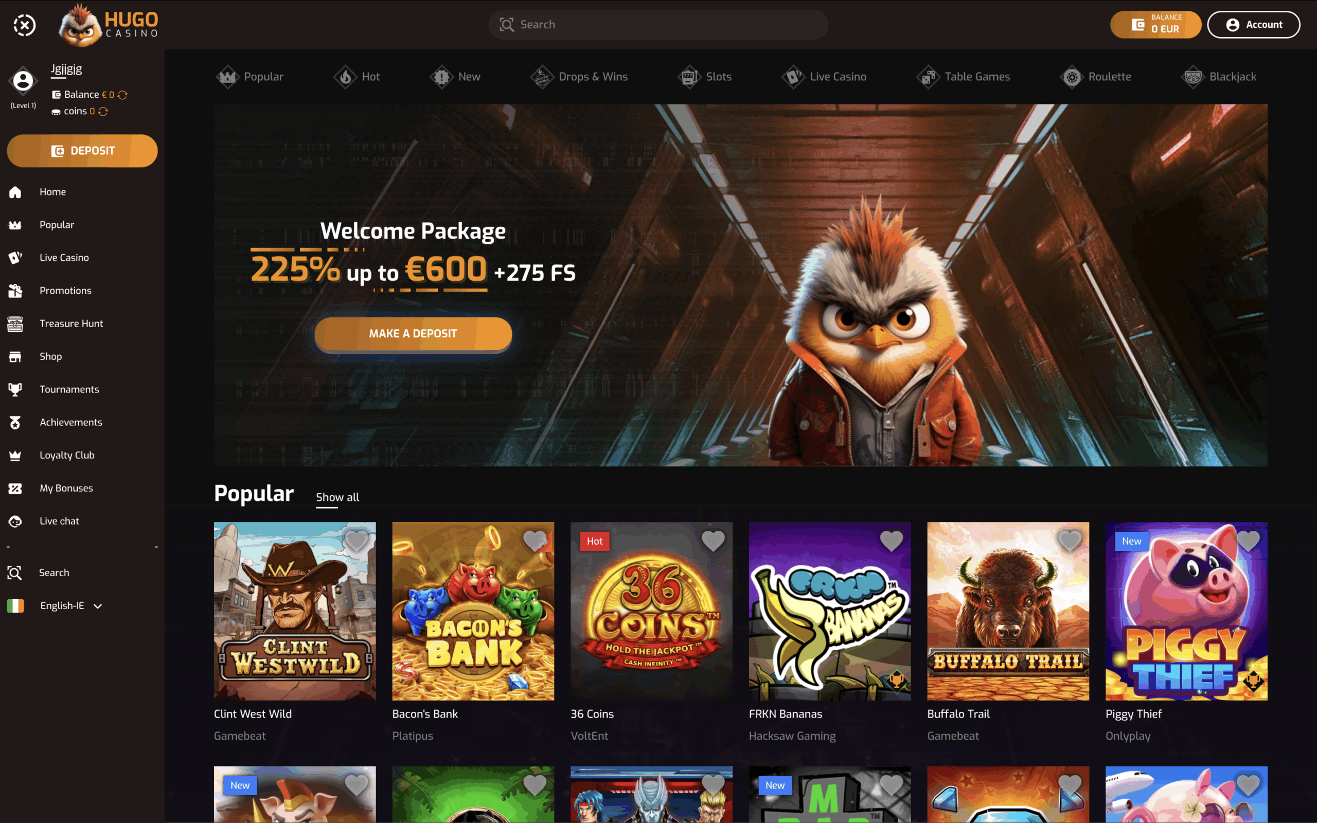 Hugo Casino Banner