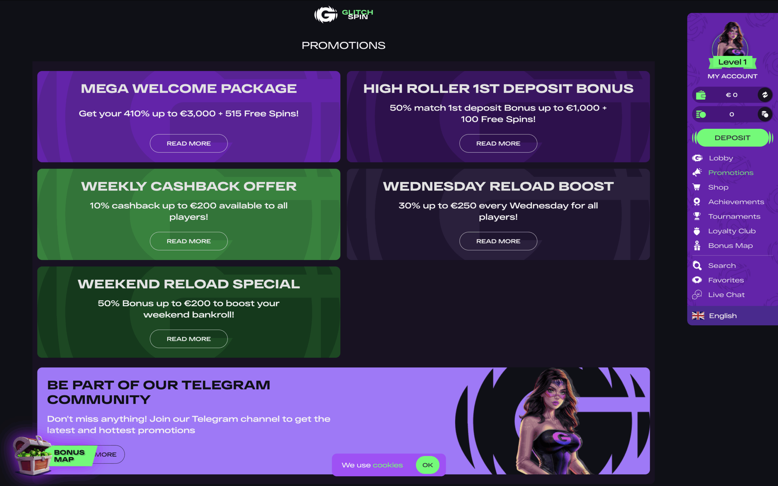 Glitchspin Casino Bonuses Banner