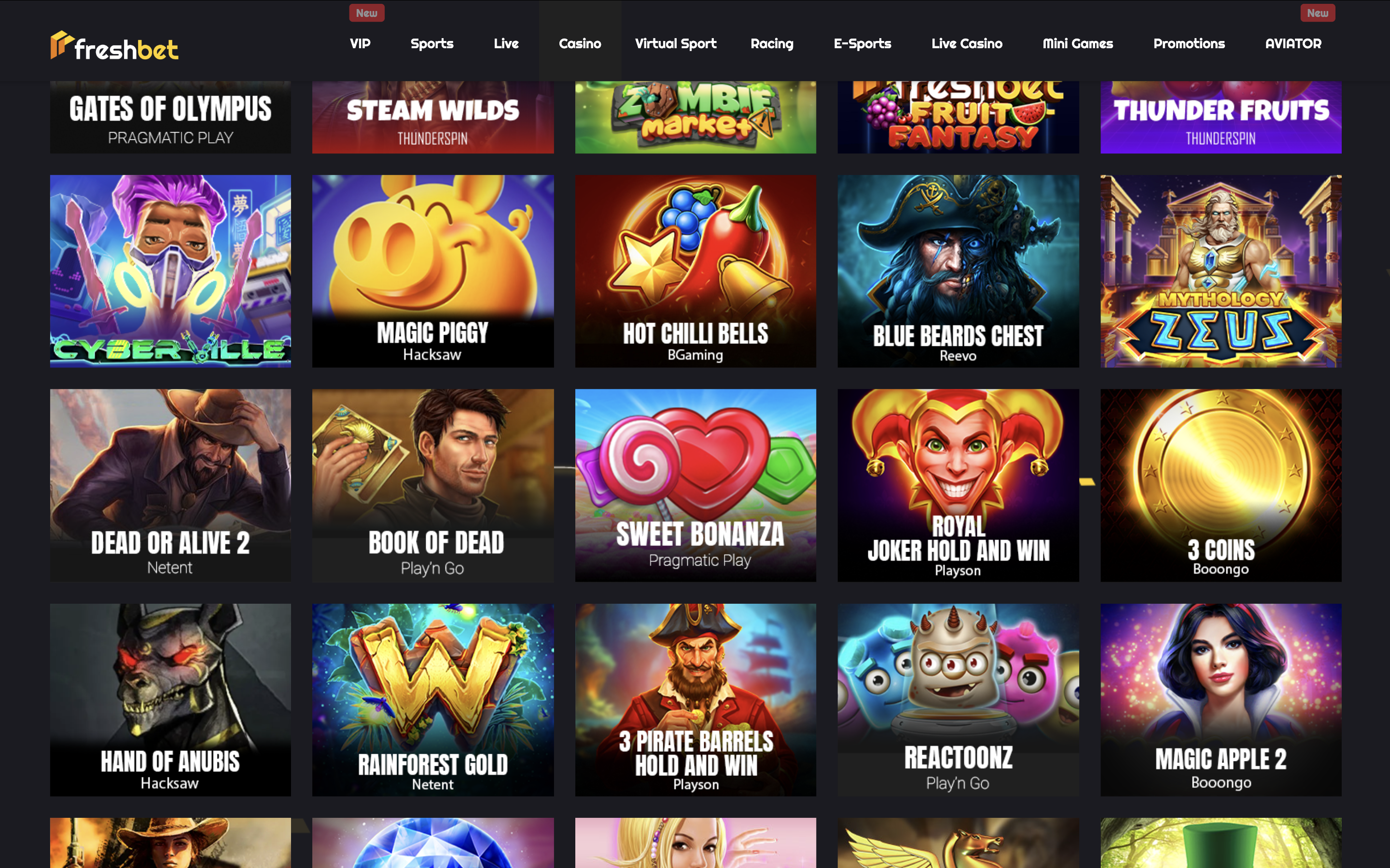 Freshbet Casino Games Banner