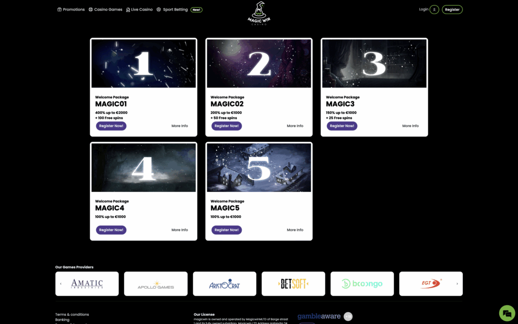 Magic Win Casino Bonuses Banner