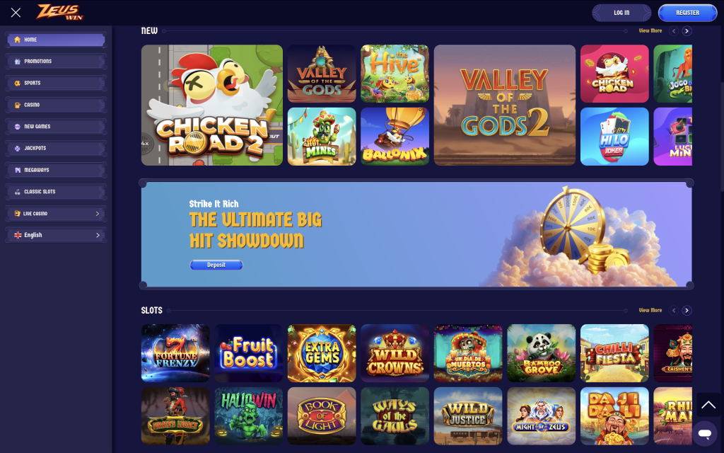 Zeuswin Casino User Interface Banner
