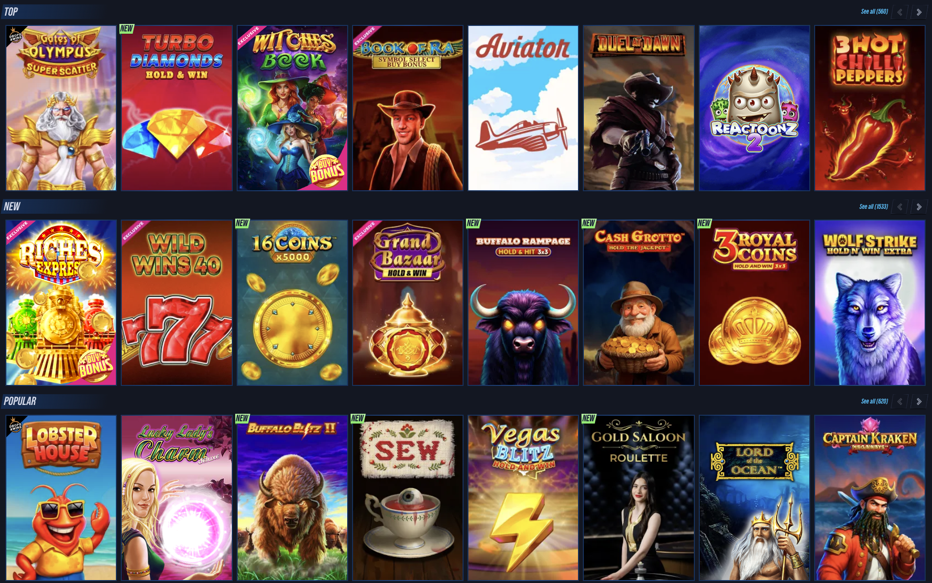 VegasHero Casino Games Banner