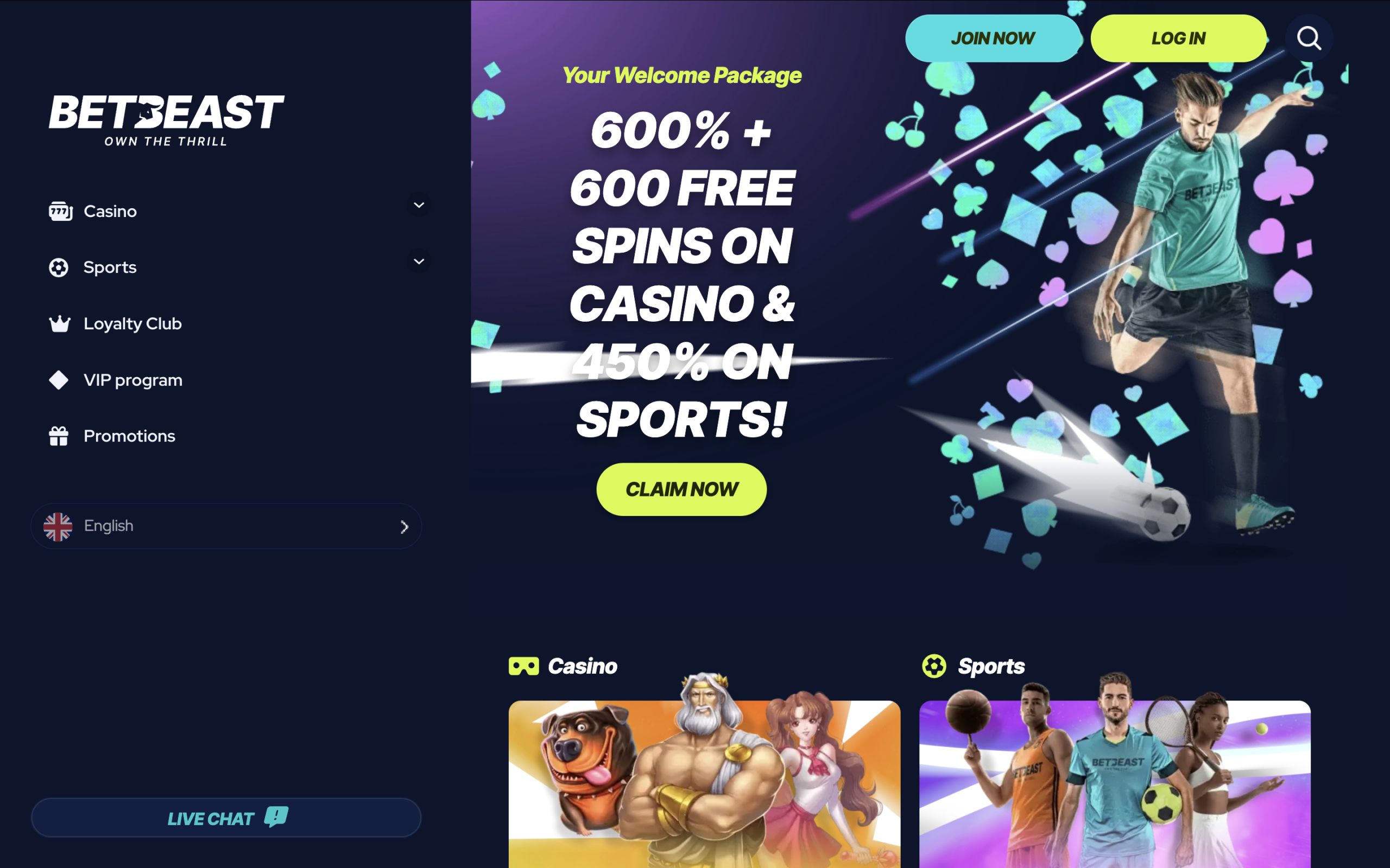 Betbeast Casino User Interface Banner