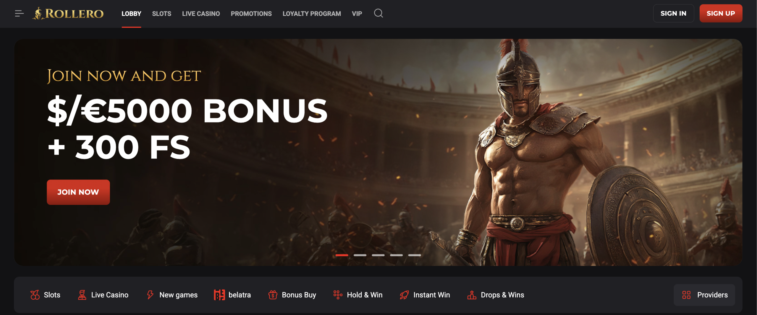Rollero Casino User Interface Banner